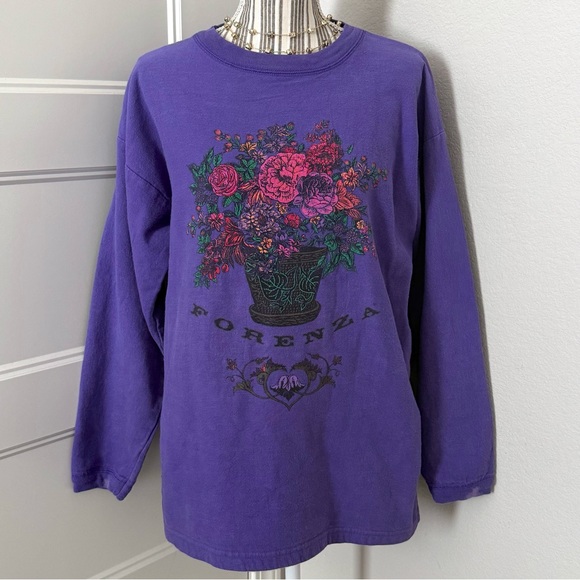 Vintage Floral Sweatshirt S Art Teacher Grandma Core 90s Purple - Picture 2 of 6